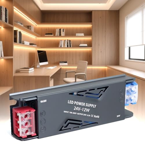SUCIKORIO LED Transformateur 220V 24V 12W 0,5A, Alimentation LED Driver 24V 12W Ultra Fin LEDs Transfo Alimentation à Découpage Convertisseur De Tension AC à DC Transfo Pour Ruban LEDs Intérieur
