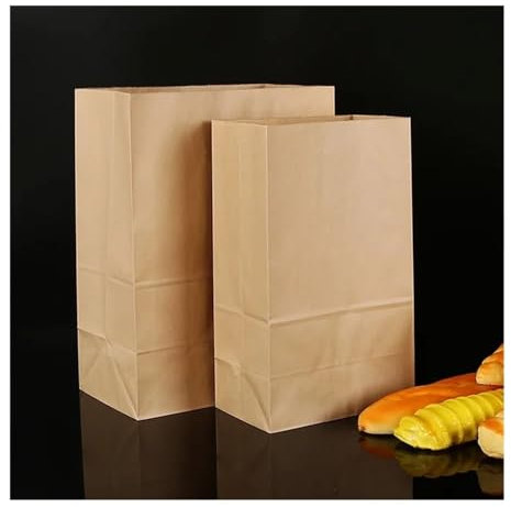 Lot de 25/50 sacs en papier kraft marron exquis recyclables pour emporter des aliments, de la pâtisserie, des bonbons (50 pièces_24 x 13 x 8 cm)