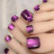 GlamRays 24 Piezas de Pegatinas Color Lila Brillante para Uñas de los Pies Adhesivas Cuadradas Brillantes con Diseño de Polvo para Mujeres