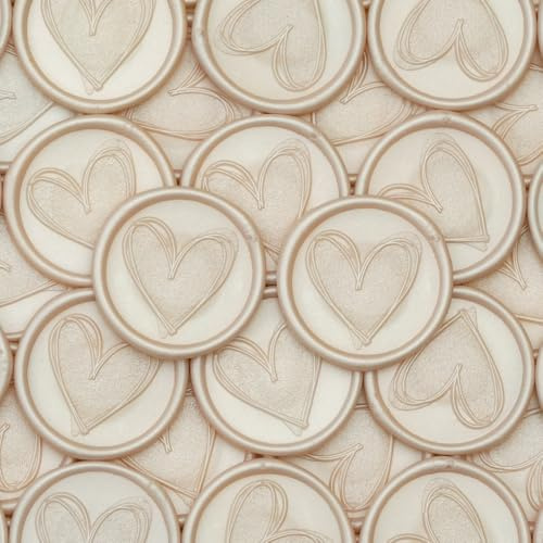 Poemluve 50 Stück Wachssiegel Selbstklebend mit Herz Mustern Rosa Wachssiegel zum Kleben Siegelaufkleber Hochzeit für Einladungen, Briefumschläge, Geschenke, Postkarten, Valentinstag, DIY (Rosa)