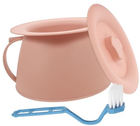 Nachttopf Urinal für Ältere Frauen mit Deckel und Bürste aus Kunststoff