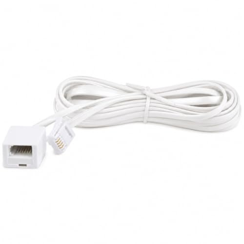 BT Telephone Extension Cable - Master Socket Extension Lead for UK Landline Phones, Fax Machines & Broadband Routers -Telecom Cable with Standard BT Plug to Socket Connector (BT-6P4C-3M-1PC-WH)