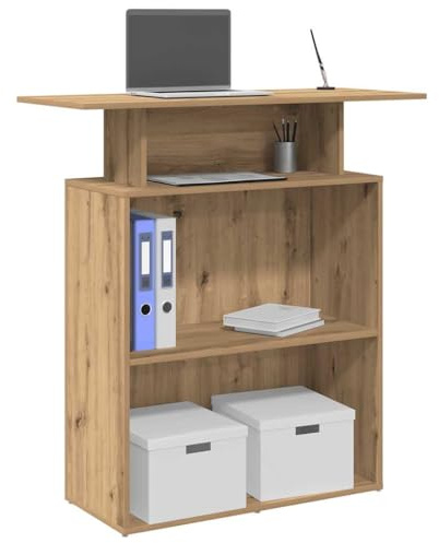 Owoxanthellate Empfangstheke Artisan Eiche 100x40x104 cm mit integriertem Tresen Holzwerkstoff 60 kg Belastbarkeit Modernes Design & Diskreter Stauraum für Büro Hotel Salon Home Office