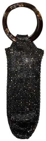 Generisch Wine Bottle Tote - Bling Rhinestone Mesh Pouch, Portable Champagne Carrying Bags, Reusable Resin Handle Holder, Decorative Dinner Party Storage Sleeves| for Wedding Celebration Travelers