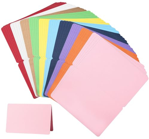 50 Stück Klappkarten Blanko, Farbige Faltkarten aus 250 g/m² Papier, 5×10 Farben Set, Hochwertige Leere Karten zum Gestalten, Beschriften und Bedrucken