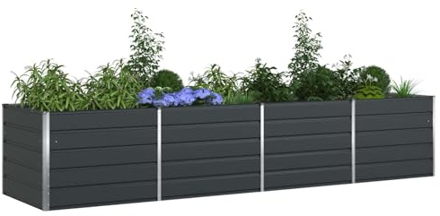 vidaXL Pflanzkübel Anthrazit 385 x 100 x 75 cm Verzinkter Stahl, Garten und Terrasse, robuster Metalltopf, wetterfest, industrieller Outdoor-Halter, moderner Pflanzbehälter