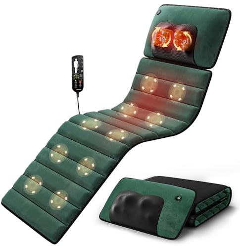 Himouta Velvet Full Body Massage Mat with Heat, Foldable Massager Chair Pad | Detachable Neck Massager, 10 Vibration Motors, Back Legs Waist Relaxation, for Bed Sofa Chair, Home Office, Men Women Gifts