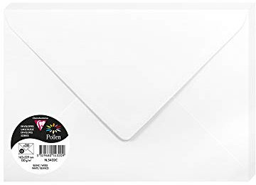 Clairefontaine 5432C - Packung mit 20 Umschläge Pollen, Format C5, 162 x 229 mm, 120g, ideal für Korrespondenz und Einladungen, Weiß, 1 Pack