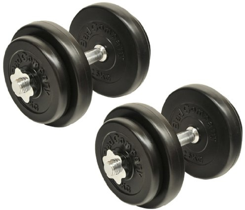 Bad Company Kurzhantel-Set I Hantelscheiben Kunststoff-ummantelt mit Kurzhantelstangen 30/31 mm in diversen Gewichtsklassen I 20-40 kg