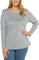 Ulla Popken Damen Langarm-shirt, Hellgrau Mélange, 62-64 EU