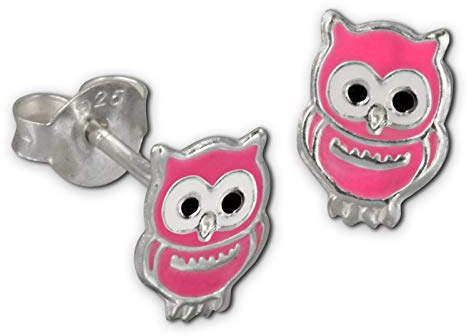 Teenie-Weenie Ohrringe für Kinder 925 Silber Ohrstecker Eule rosa SDO8101P Silber Ohrstecker