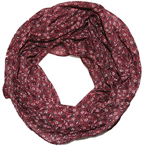 Blumen Damen Loop Schal aus Seide & Baumwolle/Seidenschal (Blümchen bordeaux)