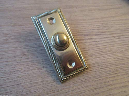 IRONMONGERY WORLD® Victorian Traditional Old Style Bell Push Door Bell Wired (Polished Brass Georgian)