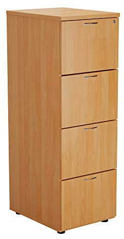 office hippo Strapazierfähiger Aktenschrank, robuster Schubladenkasten, Büroschrank mit Anti-Kipp-Mechanismus, abschließbarer Bürostauraum für A4- oder Kanzleiakten-Ablage, Buche, 4 Schubladen