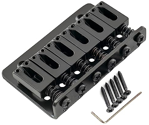 Musiclily 52,5mm ST Hardtail Steg Non Tremolo Brücke für Strat Tele Style E-Gitarre, Schwarz