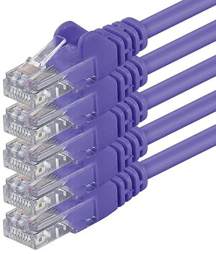 1aTTack.de 1m - purple - 5 pieces - (PACK) - CAT.6 CAT6 Ethernet LAN network cable 1000 Mbit/s patch cable