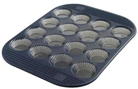 MASTRAD - Moule 16 Mini Tartelettes - 100% Silicone Premium - Anti-Adhésif - Maintien Parfait - Gris Fumé
