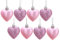 Lot de 8 Boules de Noël en Forme de cœur Rose Layette/Rose pâle pailleté + Mat en Forme de cœur