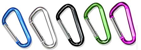 5 x D Shape coloured Carabiner Clip Snap Hook Small Keyring Camping Karabiner UK