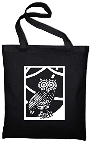 STYLETEX23 Eule von Minerva Jutebeutel Baumwolltasche, schwarz