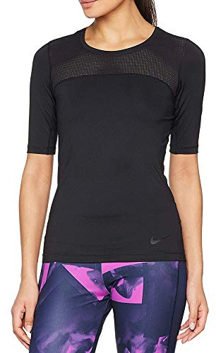 Nike Damen Kurzarm Top Pro Hypercool, Black/Black, S, 832054-010