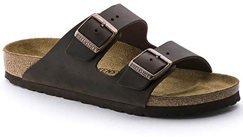 Birkenstock Classic Arizona Leder, Unisex-Erwachsene Pantoletten, Braun (Habana), 44 EU
