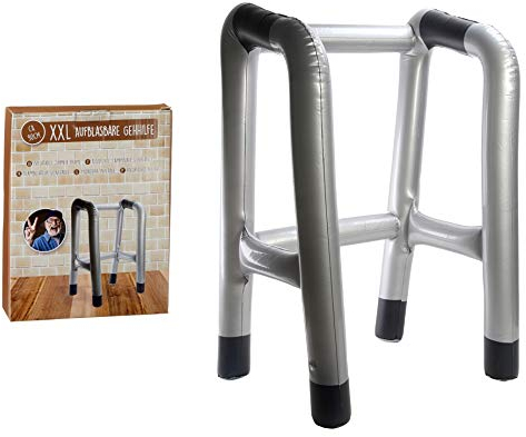 Bluw Aufblasbare Gehhilfe, Rollator, Gehgestell - silber - Spaß Gag Geschenk für Oma und Opa oder Verkleidung/Kostüm zu Karneval, Halloween