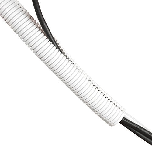 D-Line White 43in Cable Sleeve, Flexible Wire Protector Tubing, Split Electrical Conduit, Plastic PC Cable Management Tube, Cord Sheath, TV Loom Tubing - 1.26in Diameter, 43-inch Length