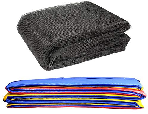 Greenbay 366cm-12FT-8 Stangen Trampolin Sicherheitsnetz Ersatznetz + Federabdeckung Randabdeckung Bunt