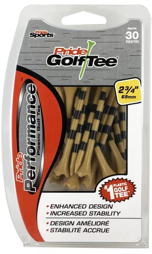 Pride Golf Tee Golf Spikes 7,5 cm gestreifte Kunststoff Tees – 30 Stück – Natur, Natürlich, 2.75