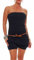 Malito - Damen Jumpsuit - Einteiler mit Gürtel & Taschen - Bandeau Sommer Overall - kurzer trägerloser Playsuit - unifarbener Romper 8964 (Dunkelblau)