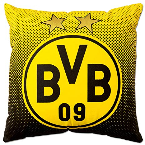 Borussia Dortmund, Polyester , BVB-Kissen mit Emblem, Schwarz / Gelb, 40x40cm, 1 Stück (1er Pack)