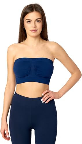 Merry Style Bandeau Top Deportivo Bra Sin Tirantes Ropa Verano Mujer 06 161(Azul Oscuro, S-M)