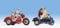 NOCH H0 Figuren Motorradfahrer, handkolorierte Miniaturfiguren für Modellbahn H0, Set aus 4 Figuren und 2 Motorrädern mit Beiwagen, Mehrfach