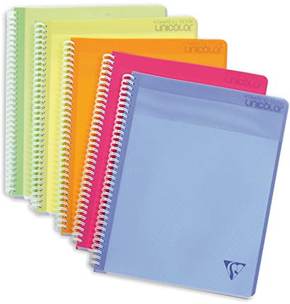 Clairefontaine Linicolor 328000C - Quaderno per riunioni con rilegatura a spirale, formato A4+, 90 g/m², copertina in polipropilene a coste, colore casuale