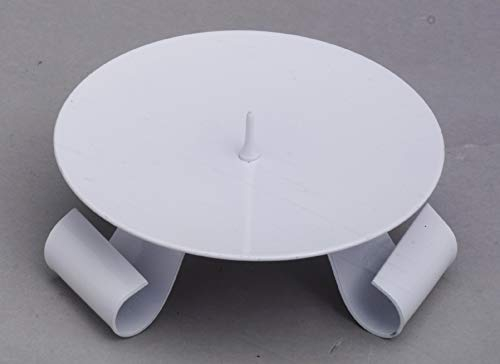 Kerzenhalter Dreifuß Eisen weiß gelackt mit Dorn Ø 11,5 cm ideal für Taufkerzen, Kommunionkerzen, Hochzeitskerzen