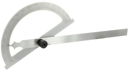 hedue® Gradmesser 120 mm - Winkelmesser metall mit Messbereich 0-180°, Winkellehre aus mattverchromtem Stahl, Anreißwinkel