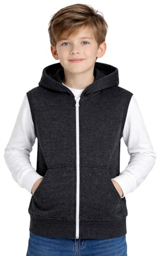 A2Z 4 Kids Boys Hooded Sleeveless Zip Gilet Casual Bodywarmer Vest | Lightweight Soft Padded Full Zip Everyday Outerwear With Pockets