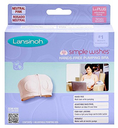 Lansinoh Simple Wishes Milchpumpe, verstellbarer BH, Pink, Größe L bis Plus