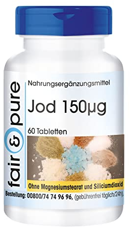 Fair & Pure® - Iode 150µg - 100% de vos besoins quotidiens - de iode provenant de l'iodure de potassium - 60 comprimés d'iode