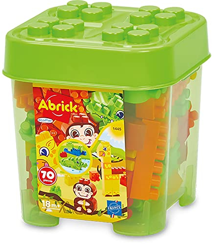 Jouets Ecoiffier - 1445 - Coffre Jungle 70 pièces - Abrick - Jeu de Construction pour Enfant - Dès 18 Mois - Fabriqué en France