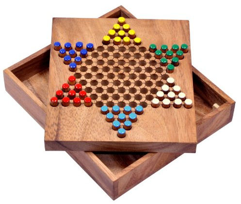 LOGOPLAY Halma Gr. S - Stern Halma - Chinese Checkers - Strategiespiel - Gesellschaftsspiel aus Holz