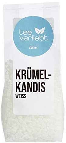 teeverliebt - Kandiszucker weiß fein I 5x 250g feiner weißer Zuckerkandis - im Klarsicht-Präsent-Beutel I knisternder Tee-Zucker - nicht nur für Ostfriesen-Tee I weißer feiner Kluntje Kandis 5x 250 g