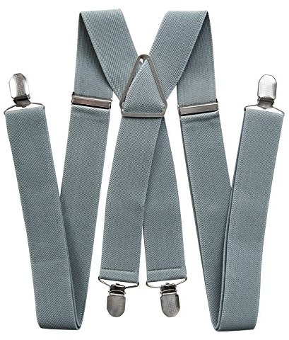 axy Hosenträger für Herren breit 3,5 cm in X-Form mit 4 Hosenträger Clips extra stark längenverstellbar 35mm (Grau)