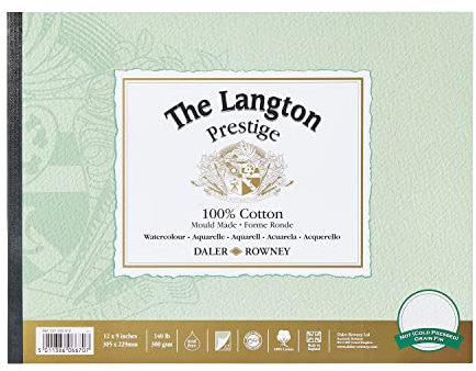 Daler-Rowney The Langton Aquarellblock, heißgepresstes Aquarellpapier, 12 Blatt, 300 g/m²