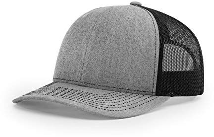 Richardson Unisex 112 Trucker Adjustable Snapback Baseball Cap, Split Heather Grey/Black, One Size Fits Most