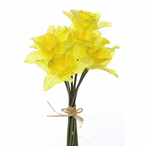 Floristrywarehouse Kunstseide Narzissen Bündel 9 Stiele realistisch gelbe Blumen 33cm