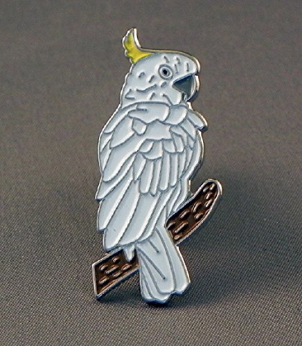 Anstecknadel aus Metall, Emaille, Kakadu, Nymphensittich, Papagei, Vogel