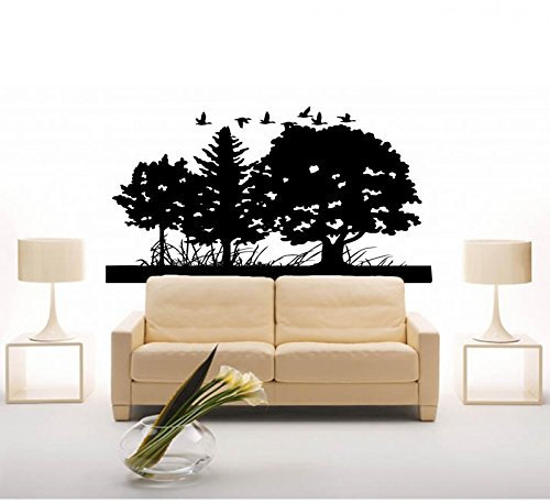 Tatoutex Stickers Arbres et oies Sauvages - Rose, L 198cm x H 110cm