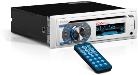 BOSS Audio Systems MR508UABW Marine Boat Stereo - Single Din, Bluetooth Audio and Calling Head Unit, AM/FM Radio Receiver, CD Player, Weatherproof, USB